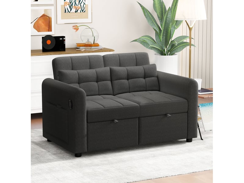  Canapé convertible modenvie 3 en 1 2 places gris usb 142 x 85 x 83 cm  - Conforama D