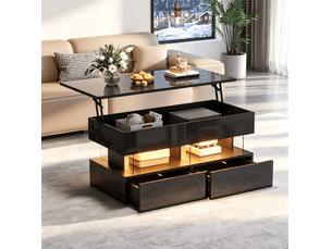 Table basse rectangulaire coloris noir MEUBLIV - 50 cmx100 cm