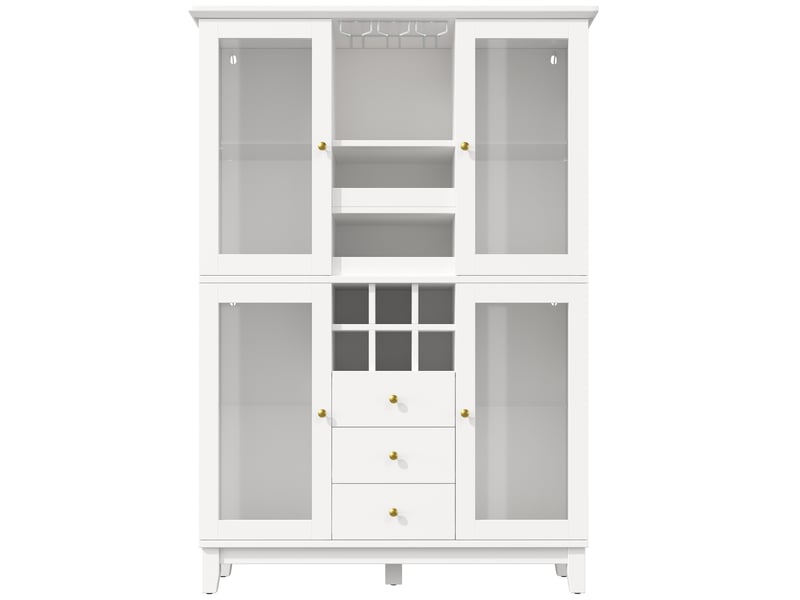 Vaisselier à vin 120 x 40 x 180,5 cm – blanc – led rgb pilotée par application, 3 tiroirs et porte-bouteilles - Conforama D
