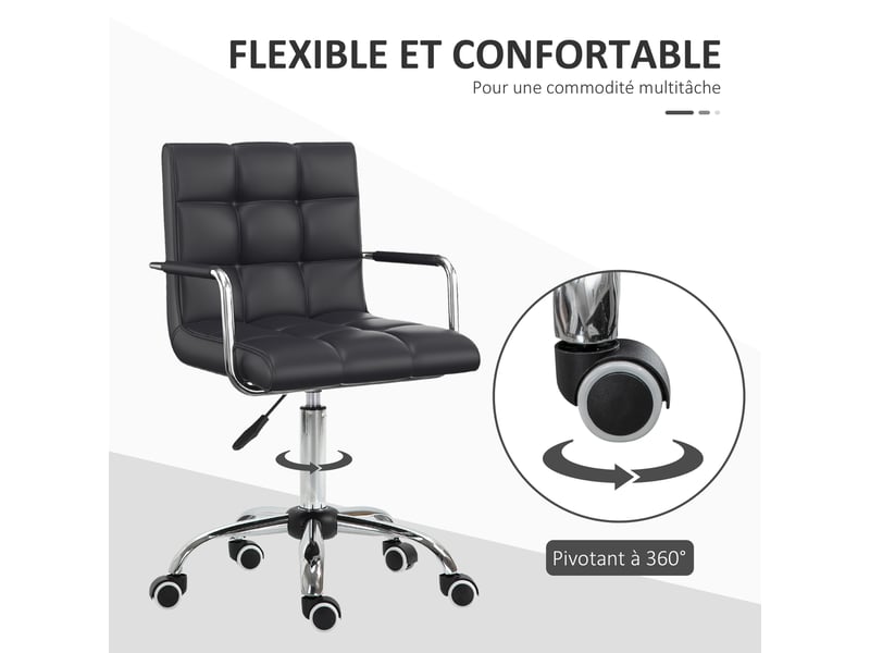  Chaise de bureau fauteuil manager pivotant hauteur réglable revêtement synthétique capitonné noir  - Conforama E