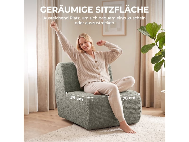  Fauteuil pivotant 360° sans accoudoirs en tissu chenille 90 x 70 x 70 cm  - Conforama E