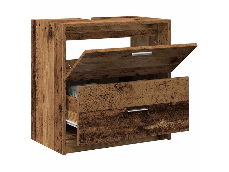 Cabinet de salle de bain, armoire salle de bain bois ancien 59 x 37 x 59 cm cf65263 - Conforama C