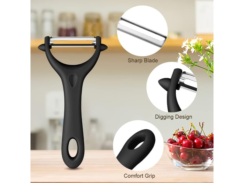 2 pcs éplucheur universel, econome legumes inox eplucheur legumes manuel eplucheur pomme (noir+vert) - Conforama E