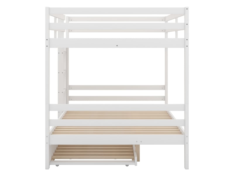 Lit superposé blanc 140x200 cm, lit gigogne, escalier et garde-corps hauts - Conforama D