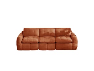 Canapé 3 places - 264 x 97 x 68 cm - canapé modulable en chenille avec assise profonde et coussins - orange