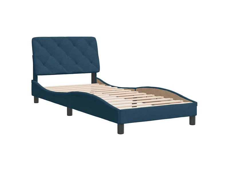  Lit simple- lit adulte -  cadre de lit sans matelas bleu 80x200 cm velours  - Conforama B