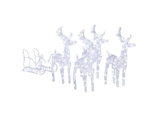 Décoration de noël rennes et traîneau 280x28x55 cm acrylique