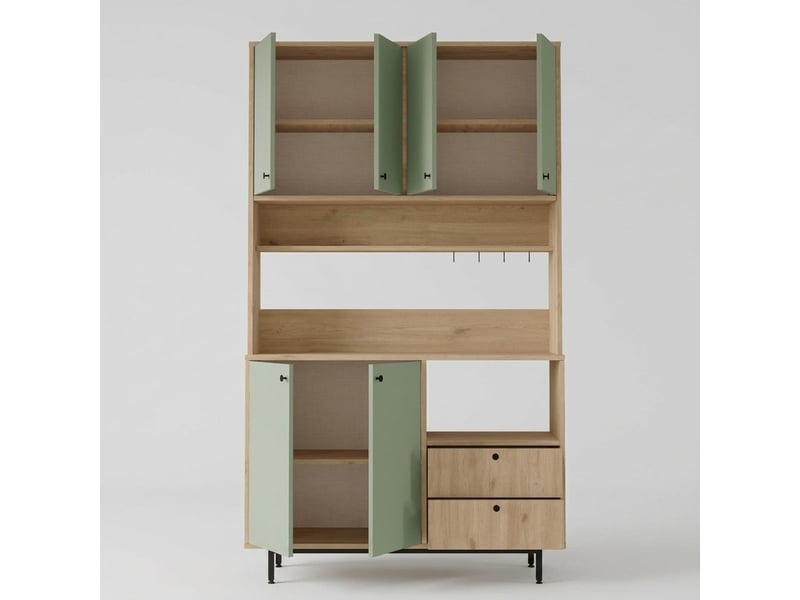 Buffet de rangement multiusage avec étagères et portes thromex - vert foncé - Conforama C