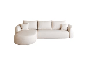 Canapé d'angle compressé gauche fixe MODENVIE 4 places Tissu blanc