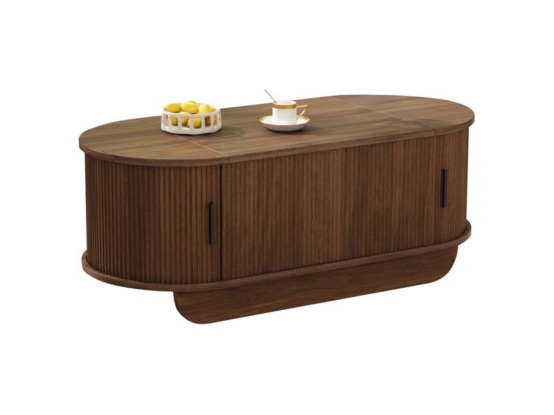  Table basse 110x50x42 cm réglable en hauteur mdf couleur noyer  - Conforama A