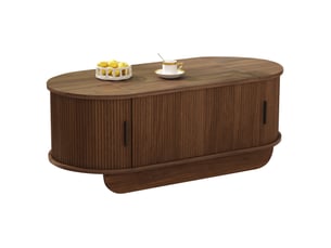 Table basse ovale coloris bois foncé HAVRYA  - 50 cmx110 cm