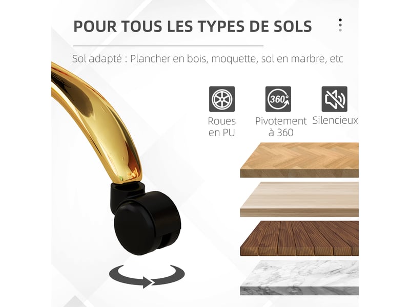  Chaise de bureau fauteuil de bureau ergonomique réglable en hauteur siège confortable pivotante acier piètement blanc  - Conforama R
