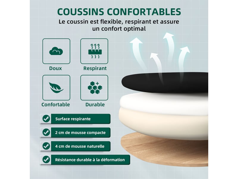  Chaise de bureau, chaise ergonomique pivotante maille respirante, accoudoirs rembourrés, hauteur10cm, dossier125°, charge150kg  - Conforama R