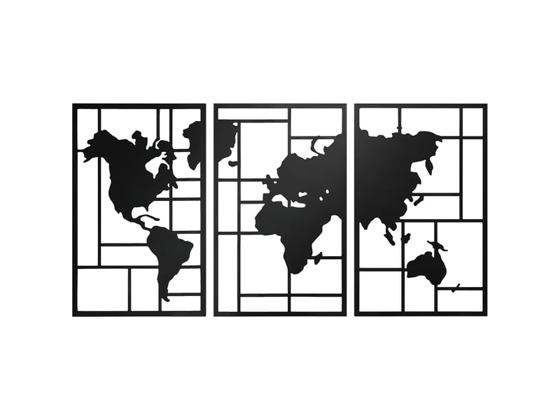  Lot de 3 décorations murales en métal moderne, sculpture murale en métal géométriques abstraites, noir, 50 x 80 cm  - Conforama B