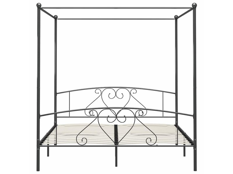  Lit double- lit adulte -  cadre de lit à baldaquin sans matelas gris métal 200x200 cm  - Conforama B