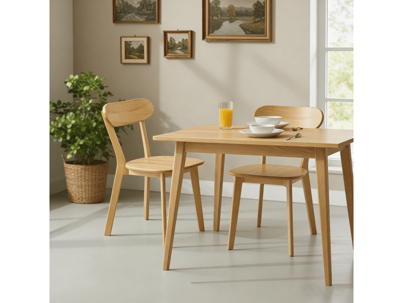  Lot de 2 chaises de salle à manger 49,5x43x78 cm dossier incurvé bois couleur bois, design naturel  - Conforama D