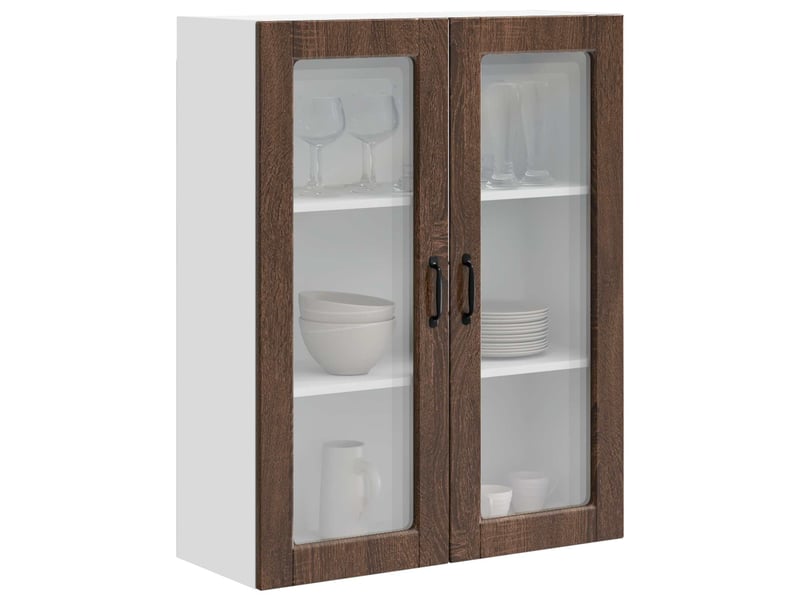  Meuble mural de cuisine, cabinet en verre mural chêne brun 80x31x100cm shl7910  - Conforama C