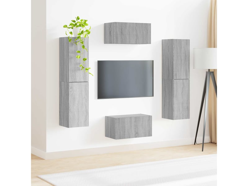  Ensemble meuble tv - banc tv - meuble de rangement 6 pcs gris sonoma bois d'ingénierie  - Conforama D