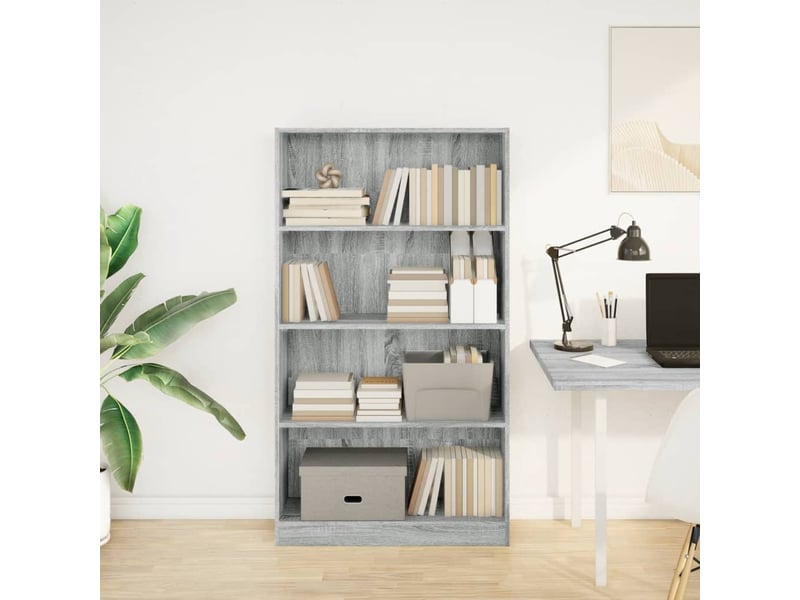  Bibliothèque, meuble de rangement salon sonoma gris 80x24x143 cm bois d'ingénierie  - Conforama C