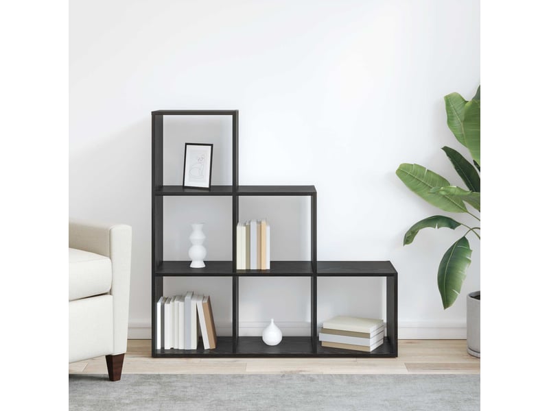  Cloison bibliothèque, meuble de rangement 6 niveaux 99 x 29 x 99 cm chêne noir  - Conforama D