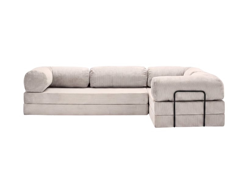  Cosima l - canapé d'angle convertible petit velours côtelé 4 places beige gauche  - Conforama A