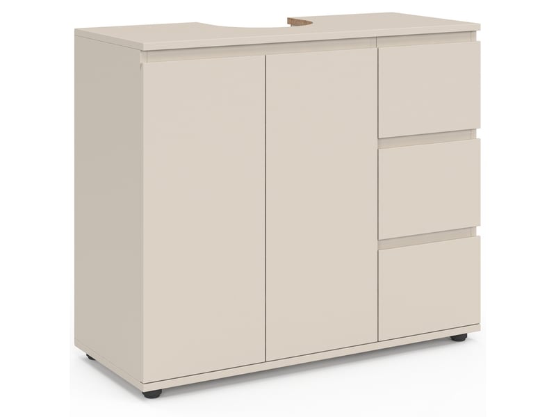  Meuble sous lavabo salle de bain tomi avec placard et 3 tiroirs beige  - Conforama E