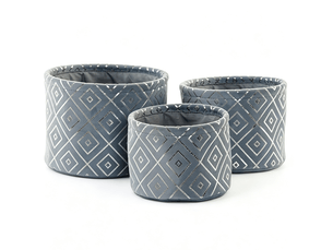 Ensemble de paniers dkd home decor gris à motifs géométriques 22x22 cm lot de 3