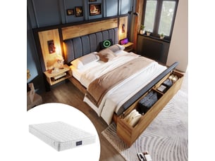 Lit avec rangement 160x200 cm <strong>MEULVA</strong>  <strong></strong> coloris bois clair