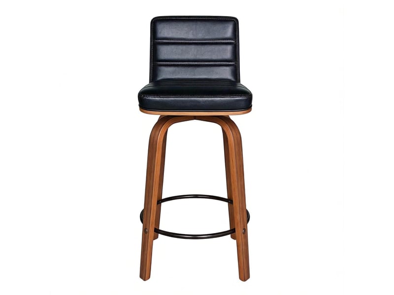  Tabouret de bar rotatif en cuir pu avec pieds en bois courbés – fauteuil 360° pour cuisine, bar et comptoir  - Conforama D