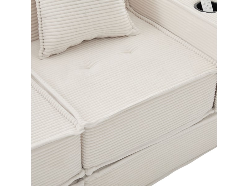 Canapé droit convertible ,2 places ,avec supports de rangement et bras,162 x 78 x66 cm,beige - Conforama E
