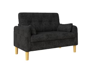 Canapé droit 2 places avec coussins amovibles, poche latérale et assise rembourrée en chenille gris, 119 × 78 × 85 cm