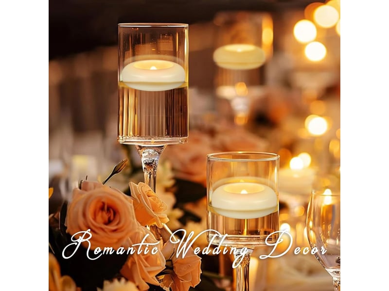 48 bougies led flottantes étanches sans flamme, lumière blanc chaud vacillante, bougies chauffe-plat pour piscine, mariage et spa - Conforama C