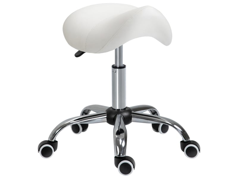  Tabouret selle pivotant rembourré réglable en hauteur, blanc, pour bureau et maison  - Conforama A