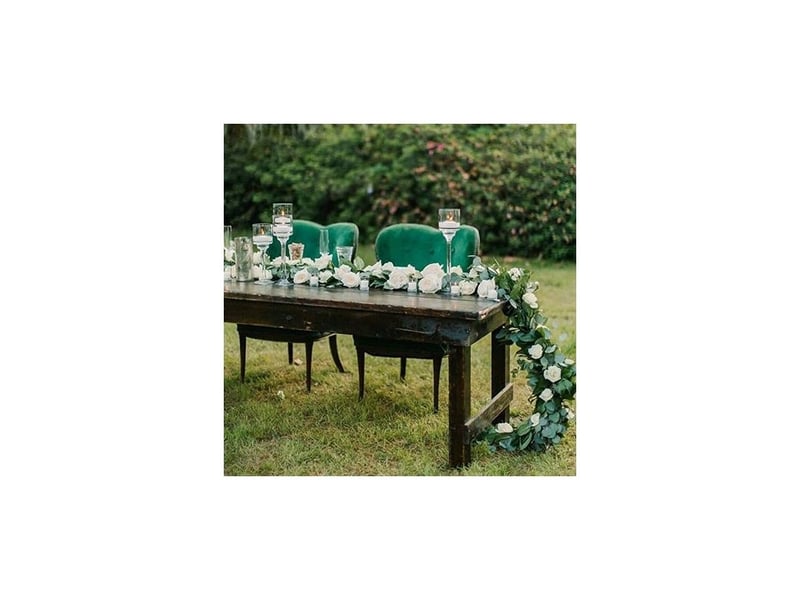  Guirlande d'eucalyptus avec camélias, 2m, fausse fleur artificielle, décoration de vigne rose en soie, fausse feuille suspendue  - Conforama E