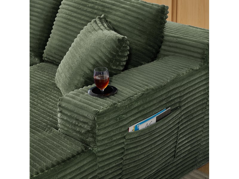 Canapé modulable en u 6 places sans structure en velours côtelé vert - Conforama E