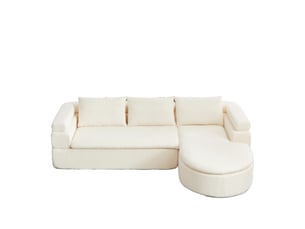 Canapé d'angle - 260 x 170 x 65 cm - canapé de salon divan lounge design l-formé en chenille - blanc crème