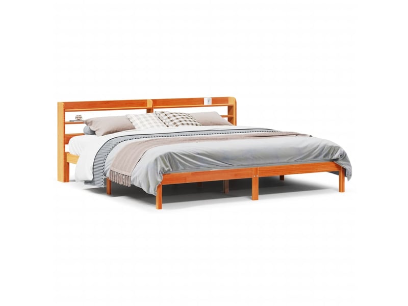  Lit double- lit adulte -  cadre de lit et tête de lit sans matelas  marron 200x200 cm  - Conforama A