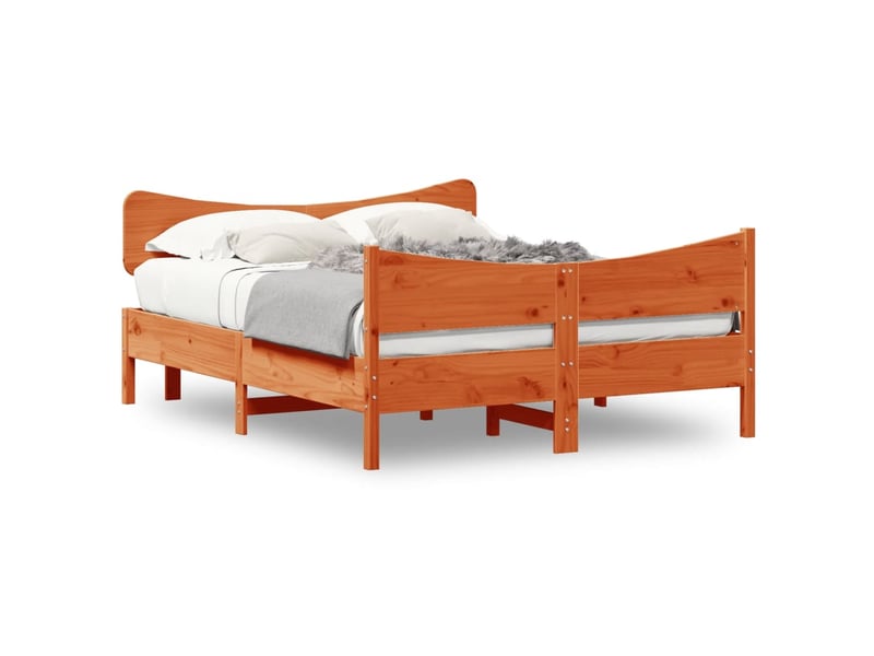  Lit double- lit adulte -  cadre de lit sans matelas  marron 135x190cm bois pin massif  - Conforama A