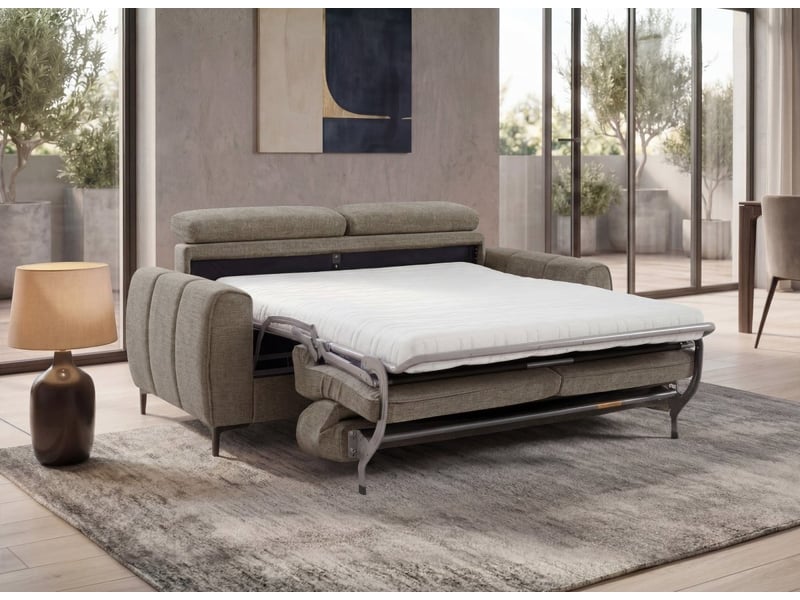  Canapé convertible express 3 places en velours texturé taupe caleb KF8571E-3-TAU - Conforama C