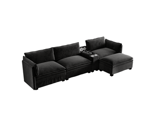 Canapé d'angle modulable en chenille cloud de 315 cm avec espace de rangement