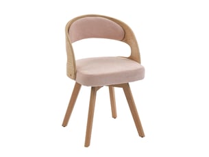 Lot de 2 chaises de salle à manger en bois rose, pivotantes à 360° avec assise rembourrée en lin