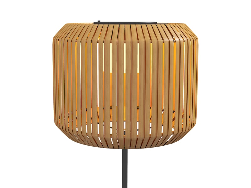  Lampadaire solaire de jardin,meulva,34x34x130 cm,led ip44,acier et polyr rotin,jaune  - Conforama D