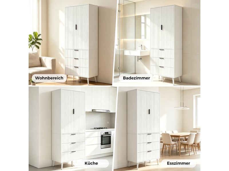  Armoire de cuisine 2 portes 3 tiroirs en mdf blanc 75 x 35 x 180 cm N635P48856970W - Conforama D