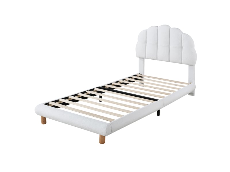  Lit d'enfant 90 x 200 cm, en bois, imitation feutre, blanc  - Conforama R