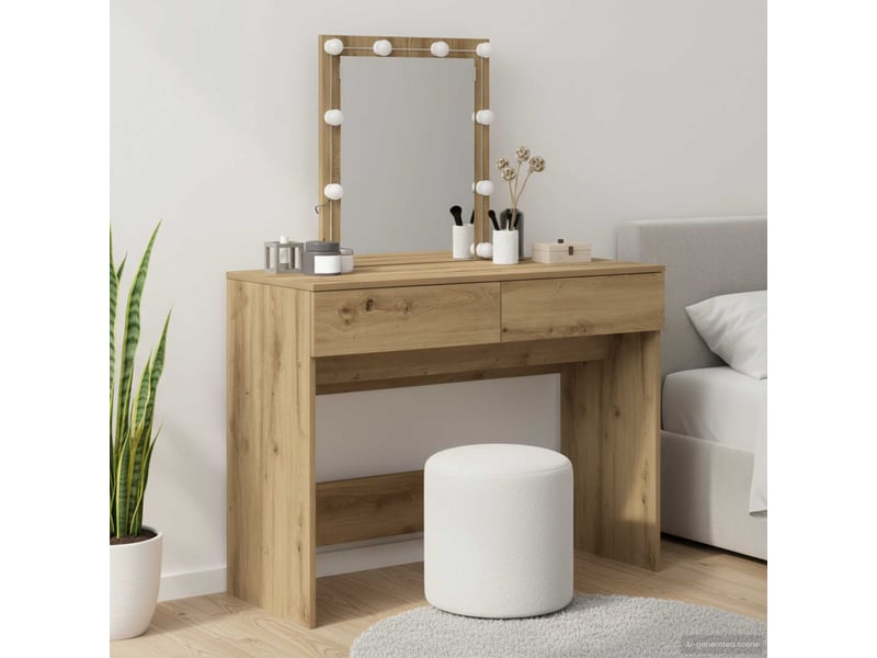  Coiffeuse, table de toilette chêne artisanal 100x40x130 cm shl57904  - Conforama B
