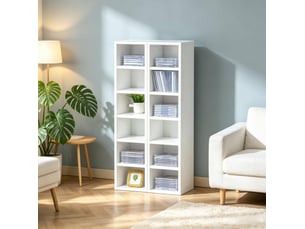 Lot de 2 colonnes de rangement cddvd 21x19,2x88,3 cm mdf blanc