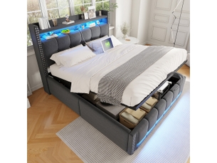 Lit coffre 140x200 cm <strong>SWEIKO</strong> <strong></strong> coloris gris
