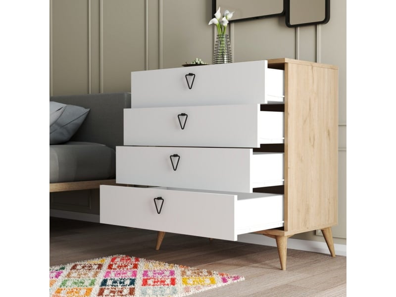  Commode paula, 4 tiroirs, 80x45x91h cm chêne marron Paula - Conforama D