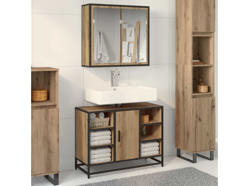  Ensemble de mobilier de salle de bain 2 pc chêne artisanal cf64050  - Conforama B