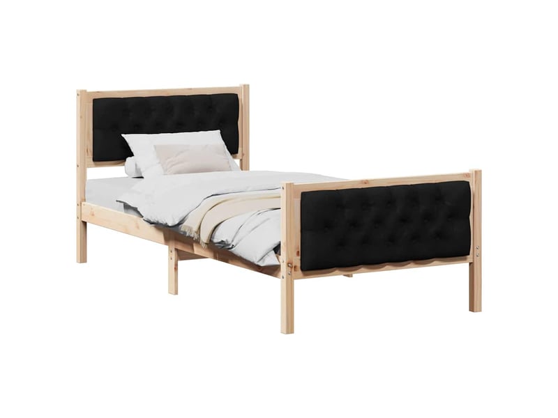  Lit simple- lit adulte -  cadre de lit avec tête de lit noir 90 x 190 cm pin massif  - Conforama B